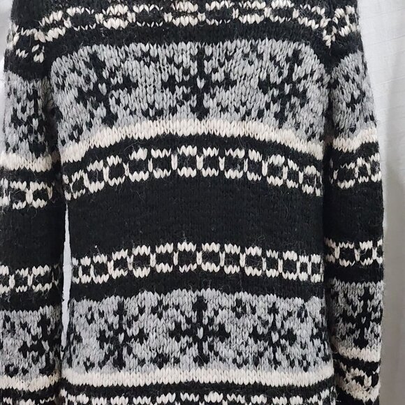 Cocogió Wool Alpaca Blend Knit Cardigan Sweater Size M Black White Made in Italy - Picture 6 of 12